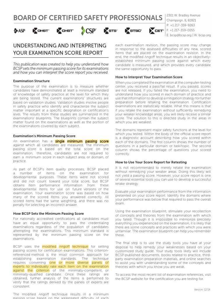 Understanding and Interpreting Your Examination Score Report | PDF
