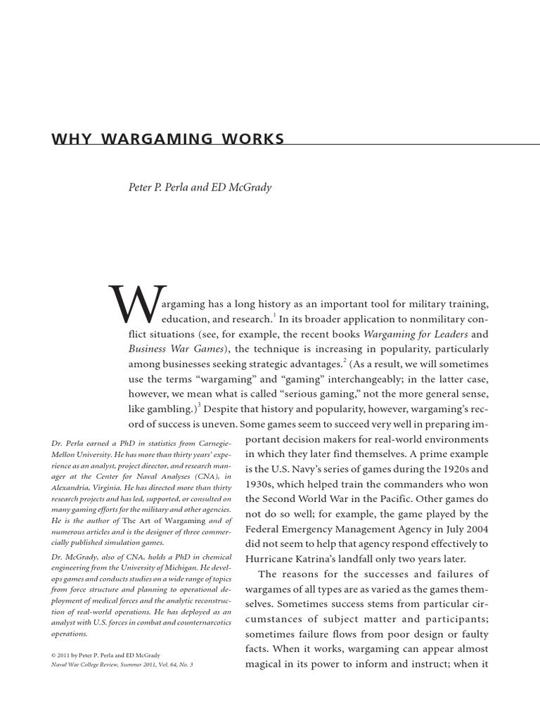 Why Wargaming Works: Peter P. Perla and Ed Mcgrady | PDF | Narrative ...