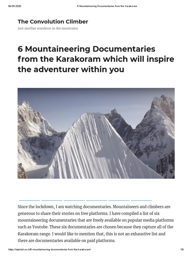 6 Mountaineering Documentaries From The Karakoram PDF