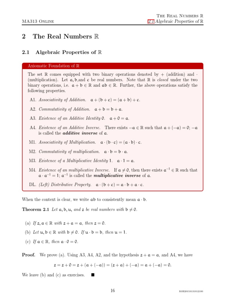 Algebraic Properties of Real Numbers | PDF | Mathematical Logic | Logic