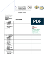 Lesson Plan: Name of Teacher: Date and Time: Subjects: Grade & Section: Quarter: Second Quarter