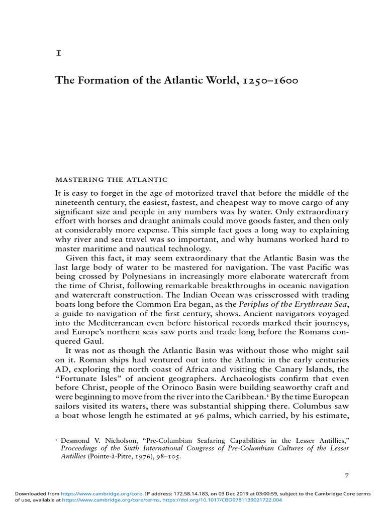 The Formation of The Atlantic World, 1250-1600 | PDF | Atlantic Ocean | Sea