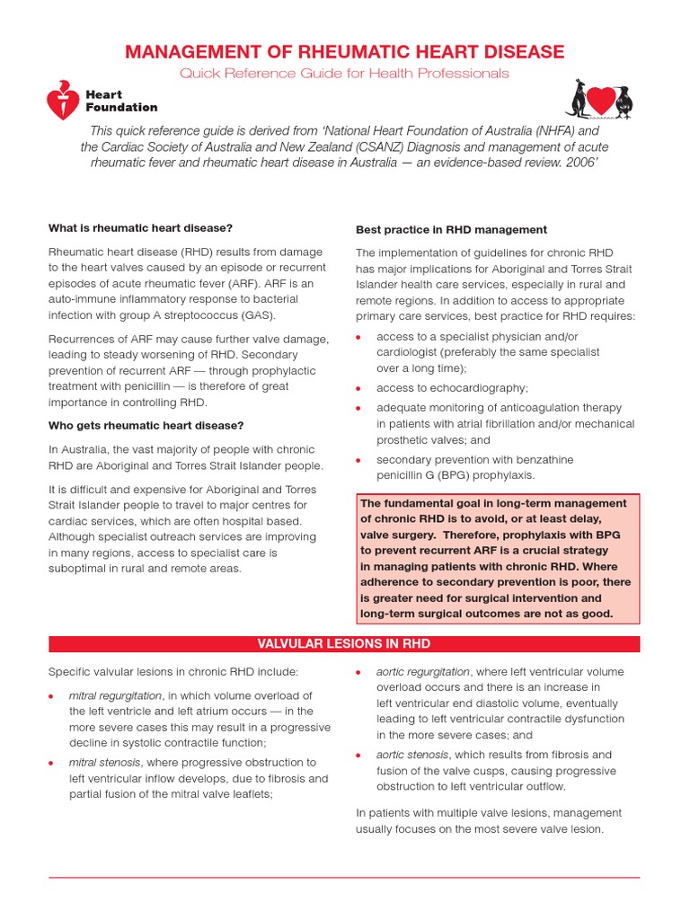 Management of Rheumatic Heart Disease: Quick Reference Guide For Health ...