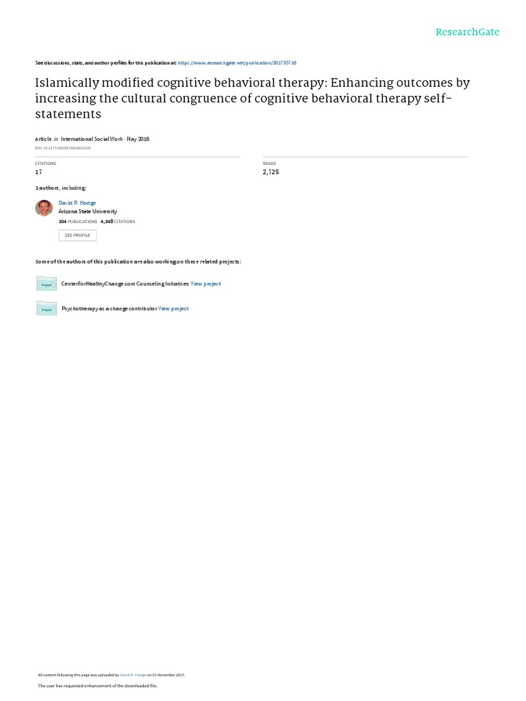 Islamicallymodifiedcognitivebehavioraltherapy | PDF | Cognitive ...