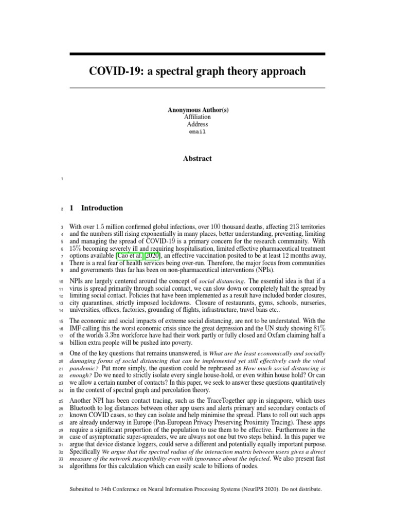 COVID-19: A Spectral Graph Theory Approach | PDF | Eigenvalues And ...