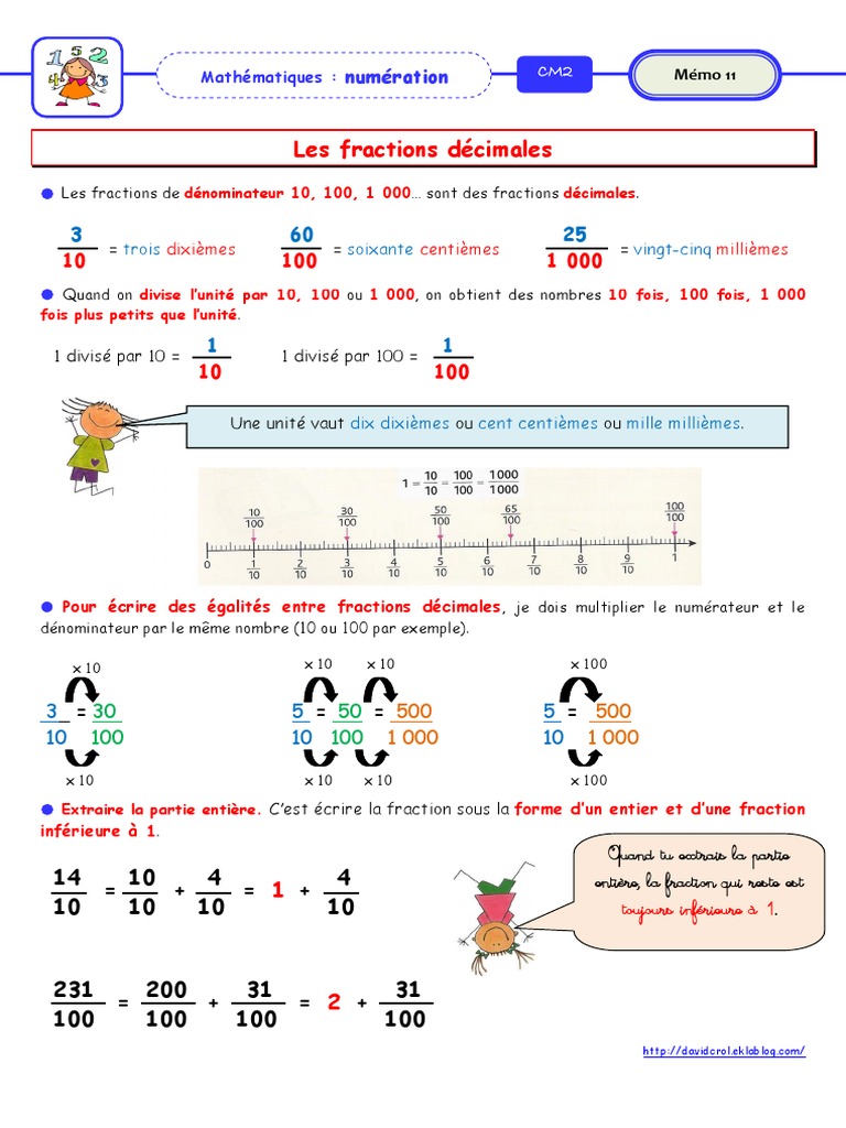 Exercices Fractions Cm2 à Imprimer Les Fractions Decimales | PDF