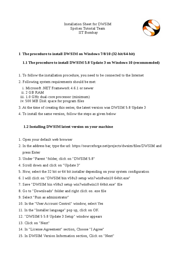 DWSIM Installation Guide for Windows/Linux | PDF | 64 Bit Computing ...