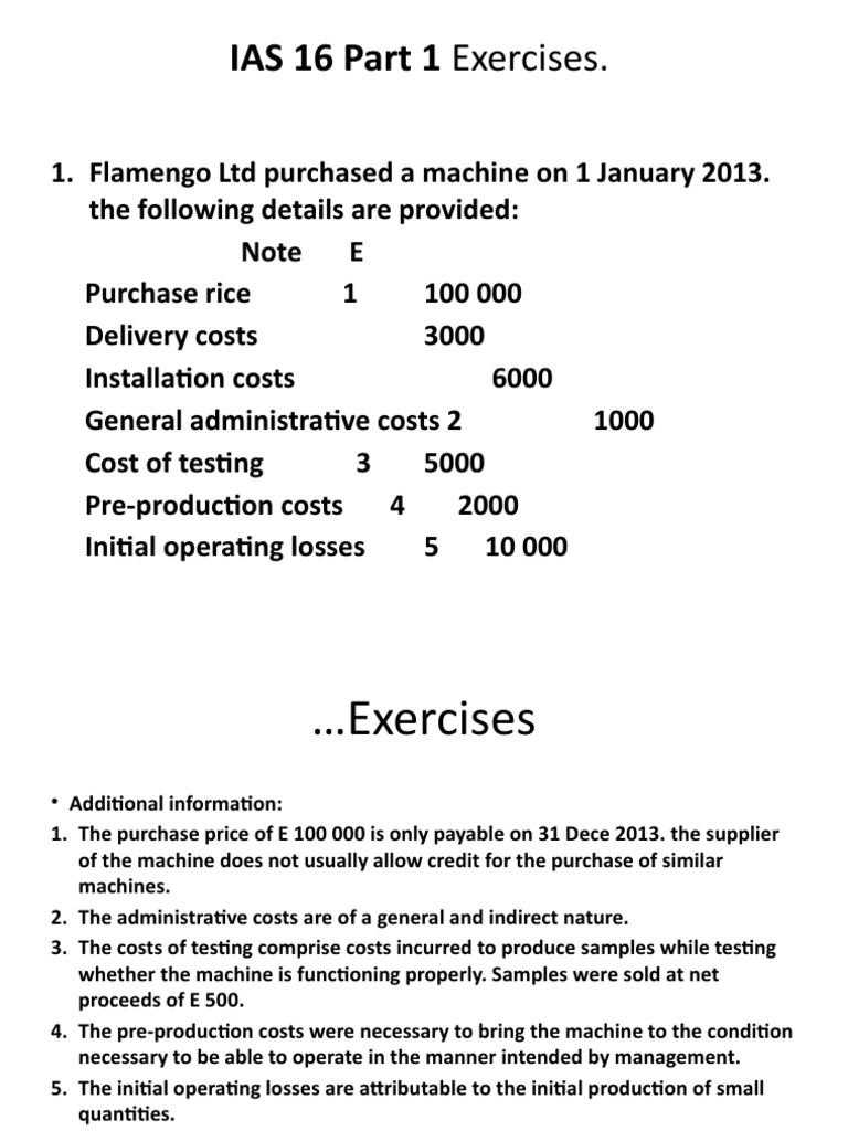 IAS 16 PPE Exercises and Solutions | PDF | Depreciation | Business ...