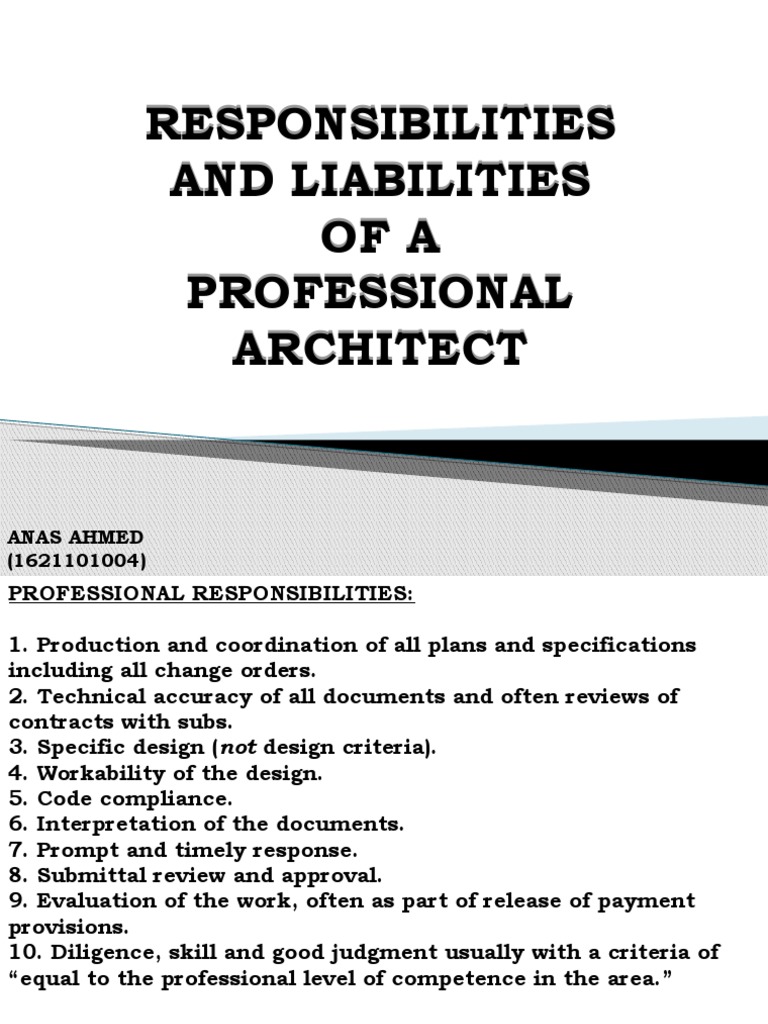 Responsibilities and Liabilities of A Professional Architect Download