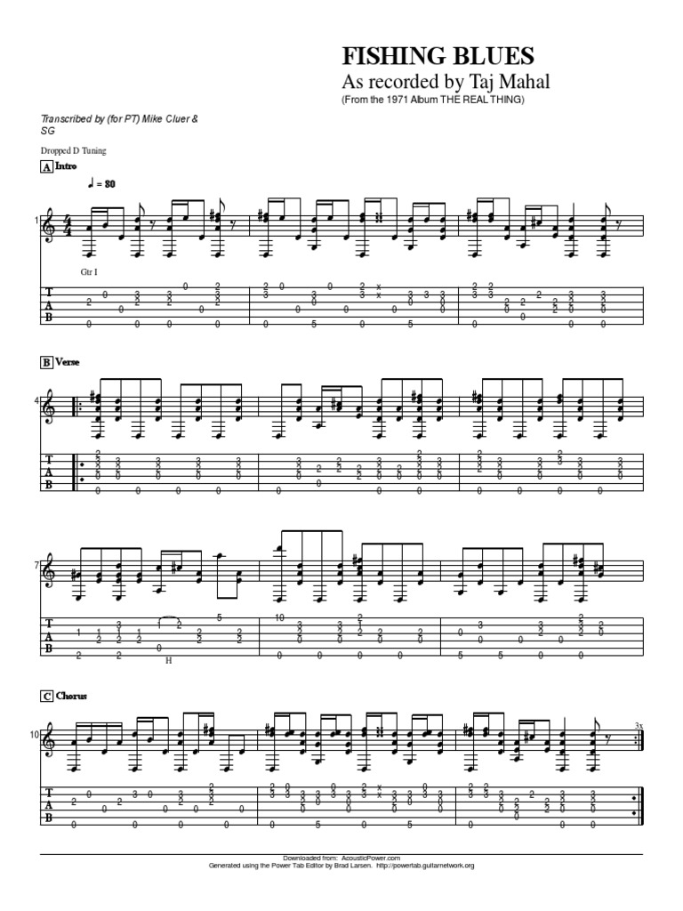 Taj Mahal's Fishing Blues Chords | PDF