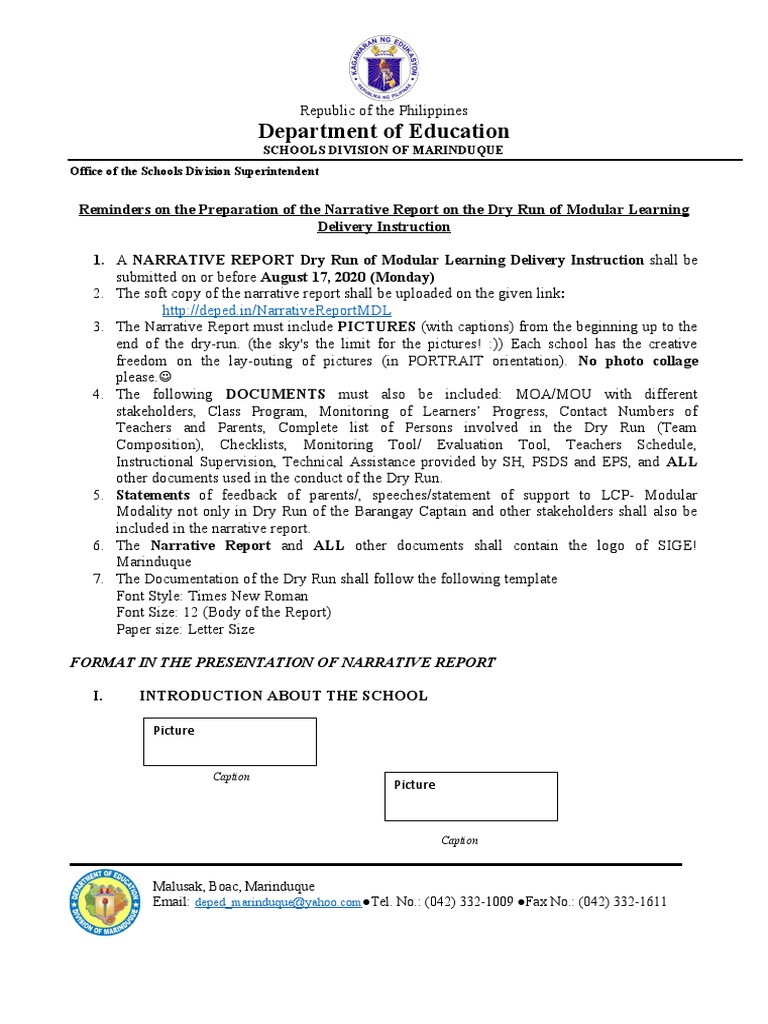 Reminders On The Preparation Of Narrative Report Pdf Communication Behavior Modification