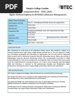 Unit 35 - Developing Individuals, Teams and Organisations Assingment Brief