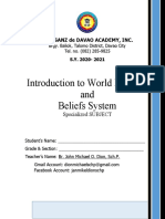 Introduction To World Religion and Beliefs System: Calasanz de Davao Academy, Inc