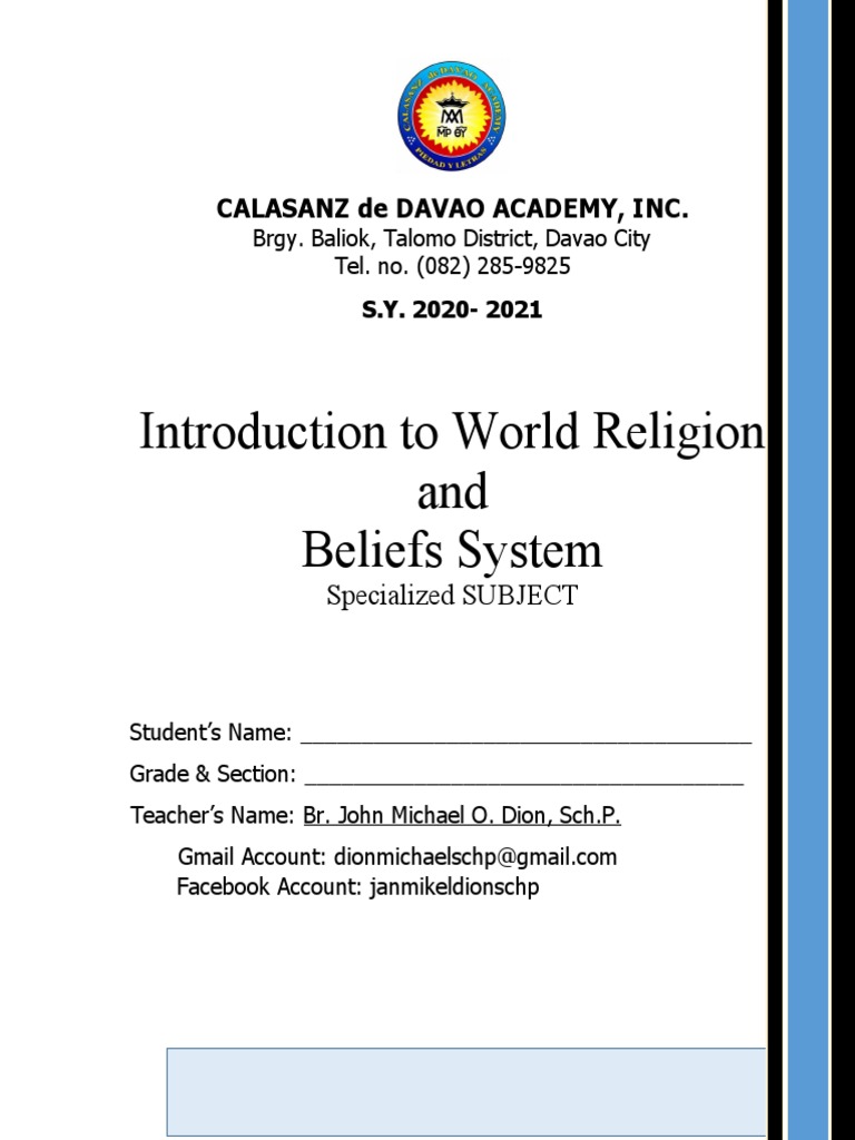 Introduction To World Religion and Beliefs System: Calasanz de Davao ...