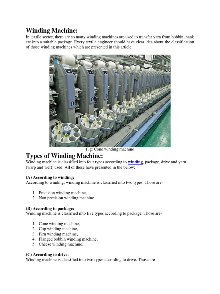 Winding Machine | PDF | Loom | Weaving