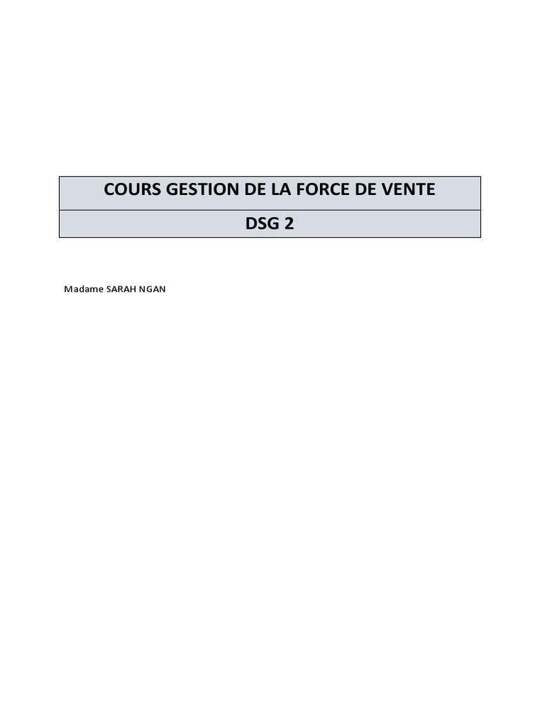 Gestion de la Force de Vente | PDF | Sodles | Économie