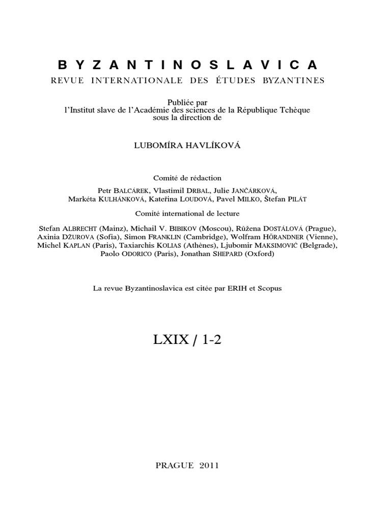 Byzslav 69 1 2 2011 Pdf Prague Empire Byzantin
