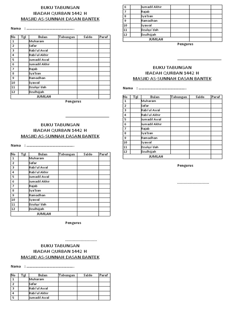 Buku Tabungan Qurban Pdf