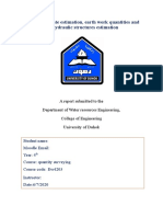 Approximate Estimation, Earth Work Quantities and Hydraulic Structures Estimation