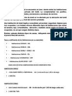 Tipos de Habitaciones y Regiimen de Comidas