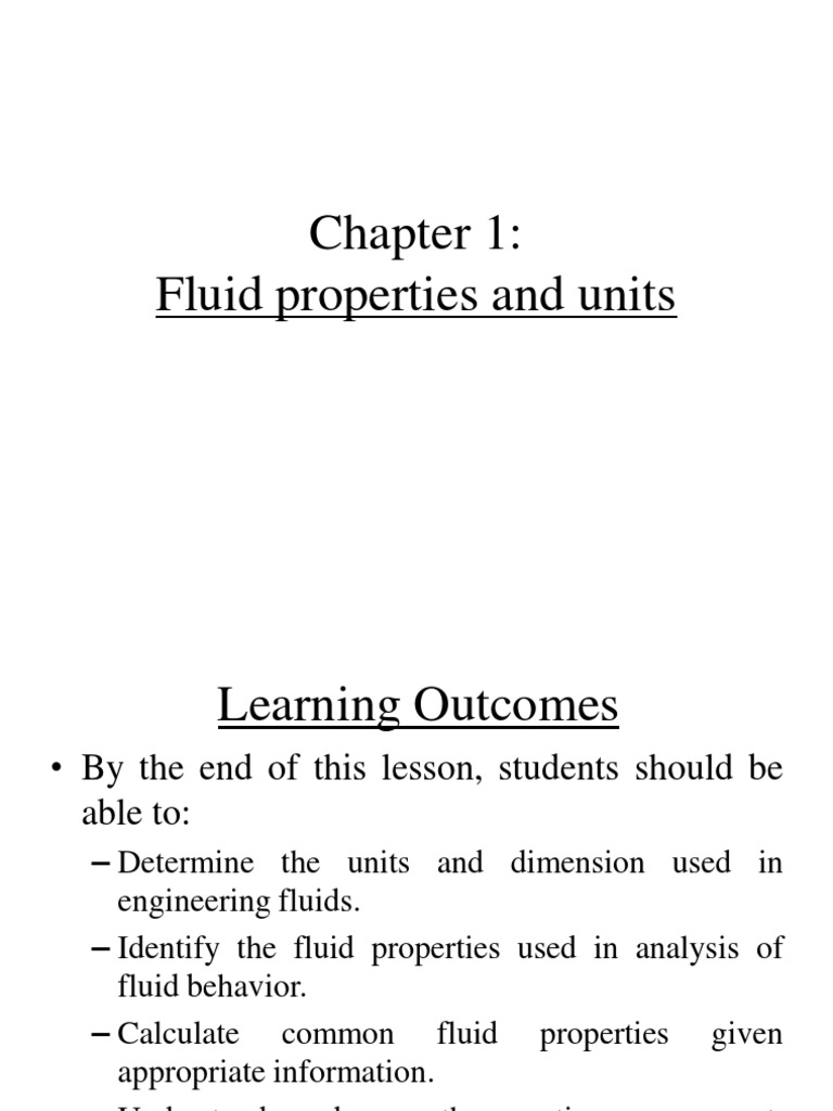Chapter 1 Fluid Properties And Units Pdf Pdf Viscosity Shear Stress