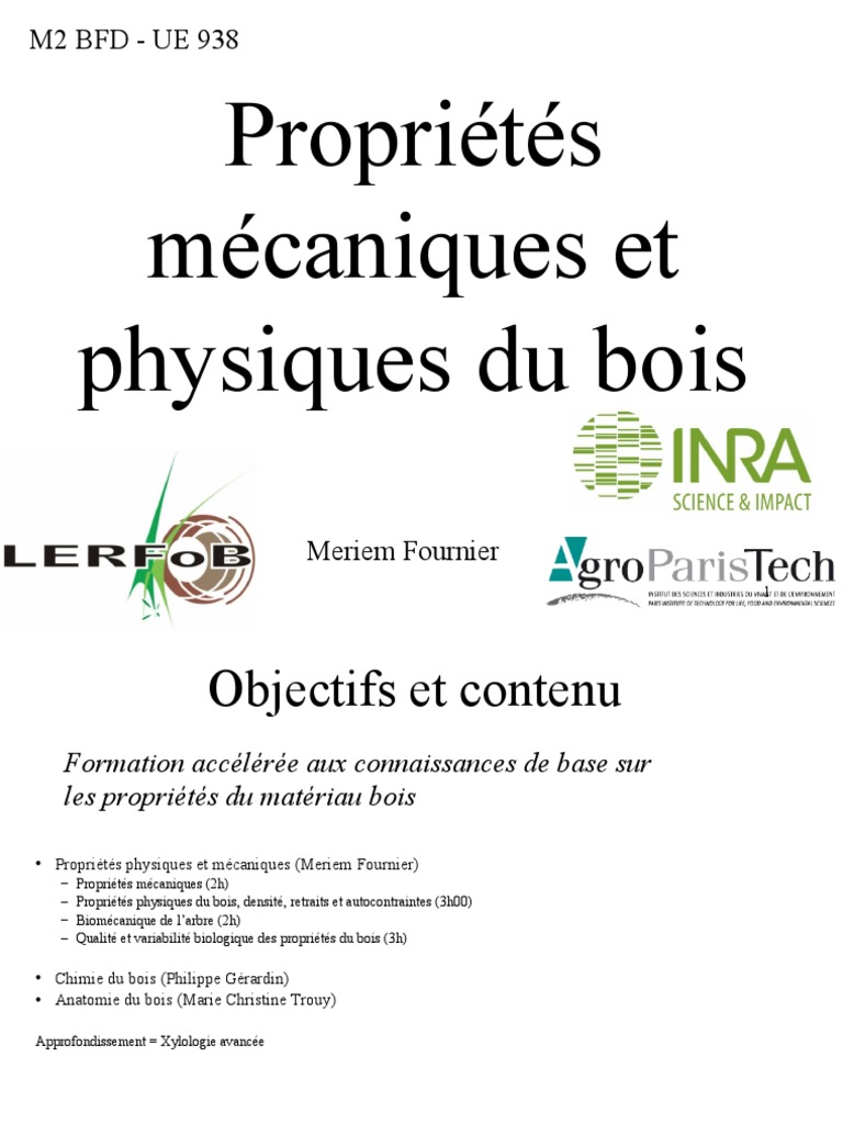 Mecanique Du Bois PDF Élasticité (Physique) Module de Young — free download