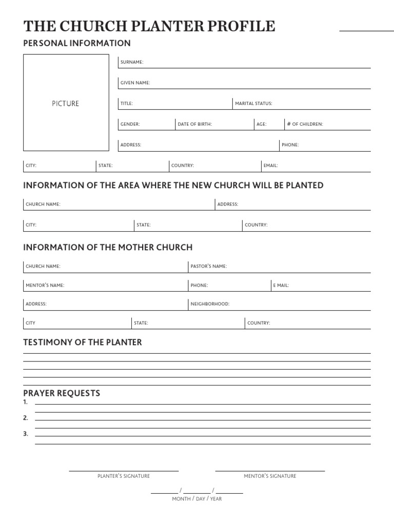 Church Planter Profile and Information | PDF