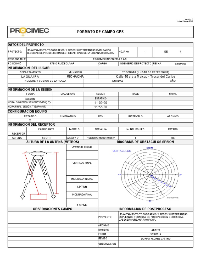 Hoja de Campo para Observaciones GNSS | Descargar gratis PDF | Sistema ...