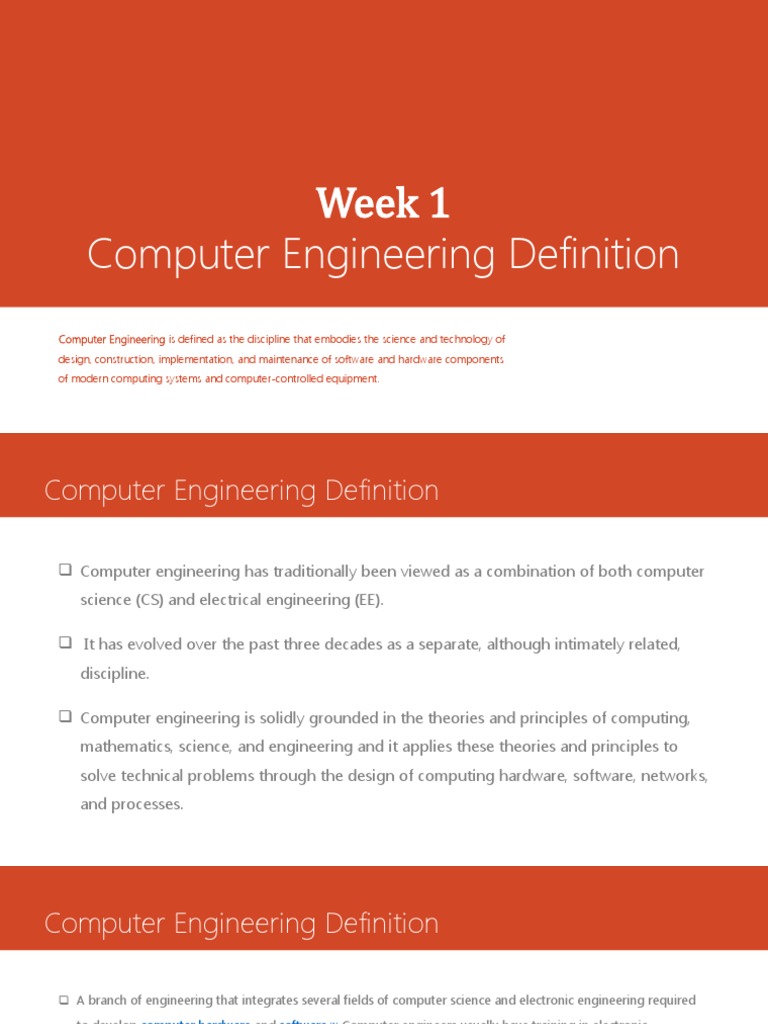 Week 1 Computer Engineering Definition | PDF | Computer Engineering ...