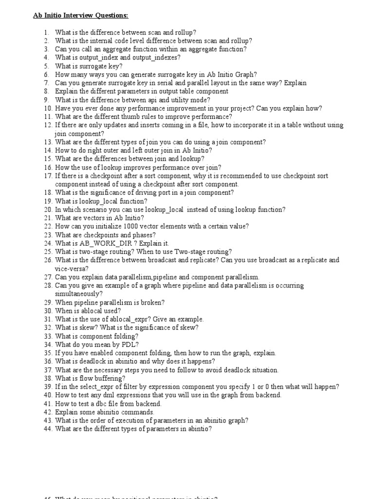 Ab Initio Interview Questions PDF Computer Programming Data