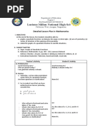 Luciano Millan National High School: Detailed Lesson Plan in Mathematics