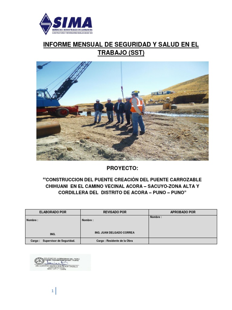 Informe Mensual de Segudidad y Salud Ocupacional 01 | PDF | Seguridad y ...