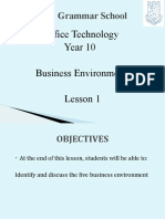 Year 10 Lesson Notes 1 Business Envrionment