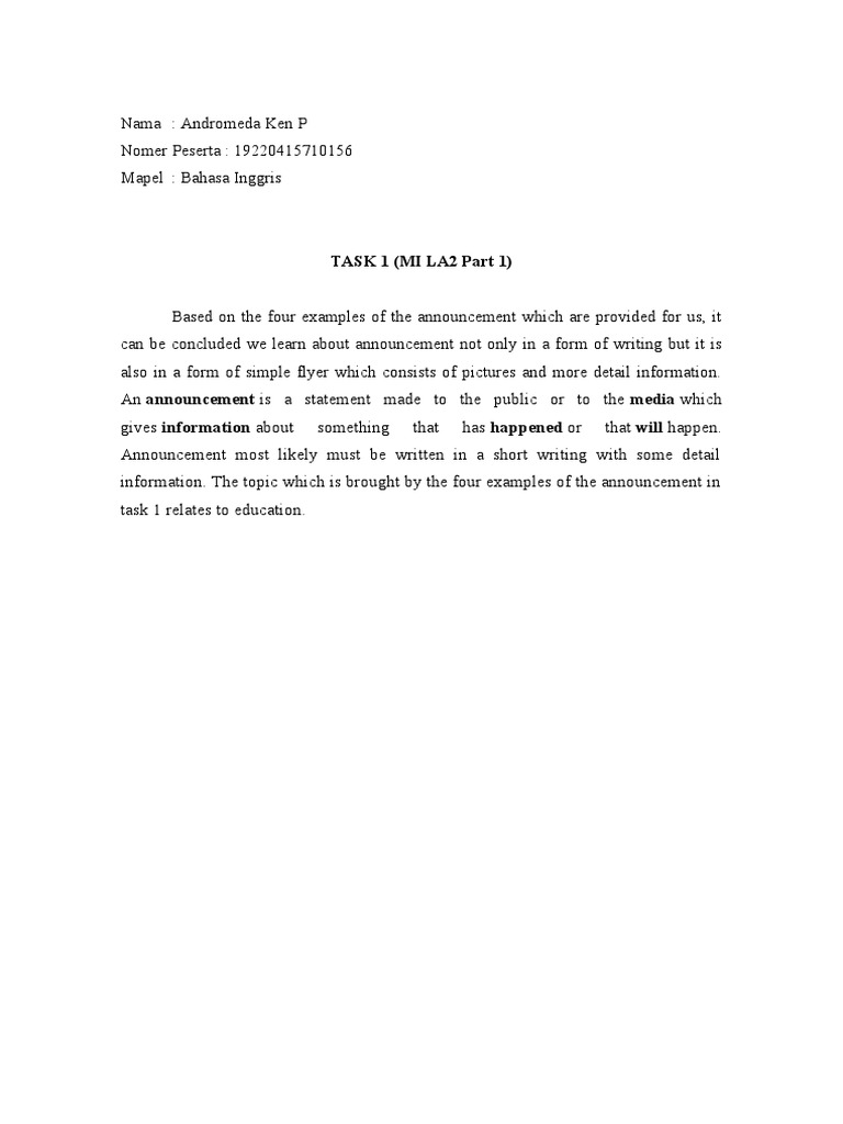 Task 1 (M1 LA2 Part 1) | PDF | Social Science