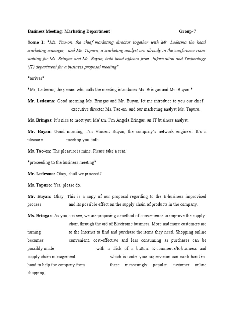 Business Meeting Script | PDF | Electronic Business | E Commerce