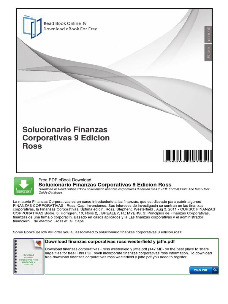 Solucionario Finanzas 9 Ross PDF | Dinero | Science