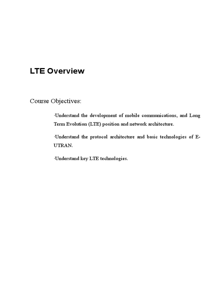 LTE Mobile Communications Overview | PDF | High Speed Packet Access ...