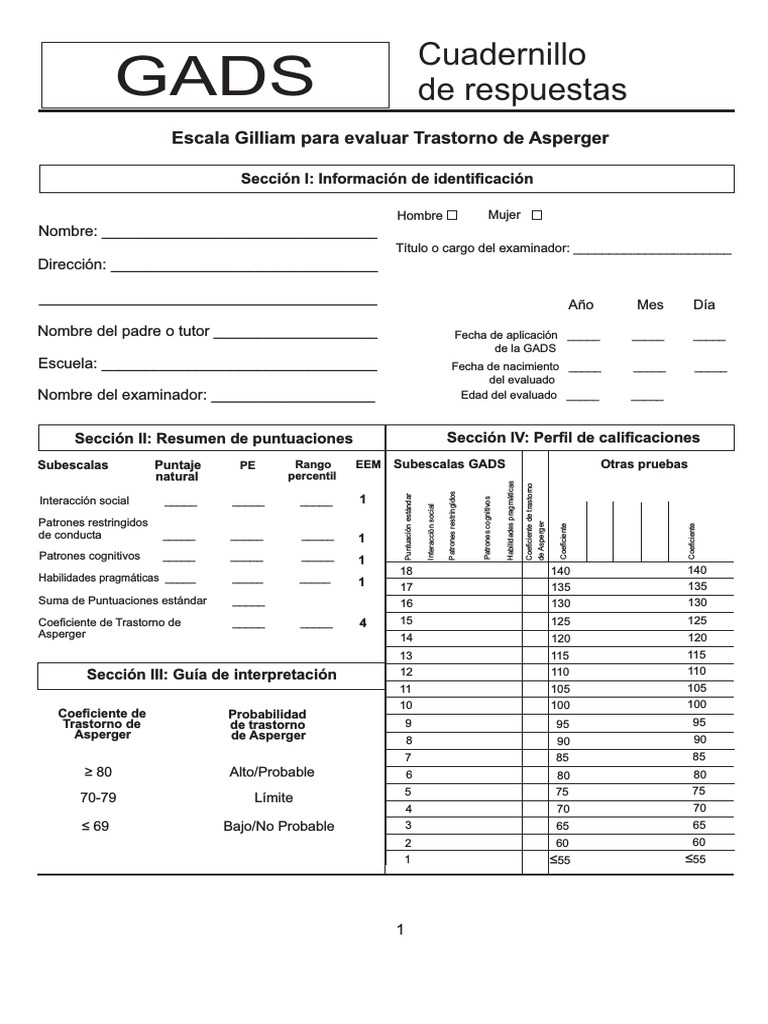 Escala Gilliam para Trastorno de Asperger | PDF | Síndrome de Asperger ...