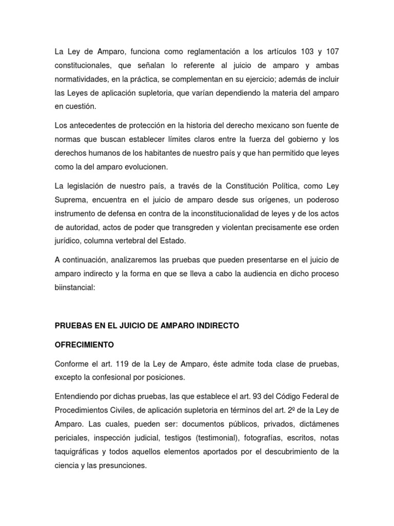 Pruebas en el Juicio de Amparo Indirecto | PDF | Testigo experto ...