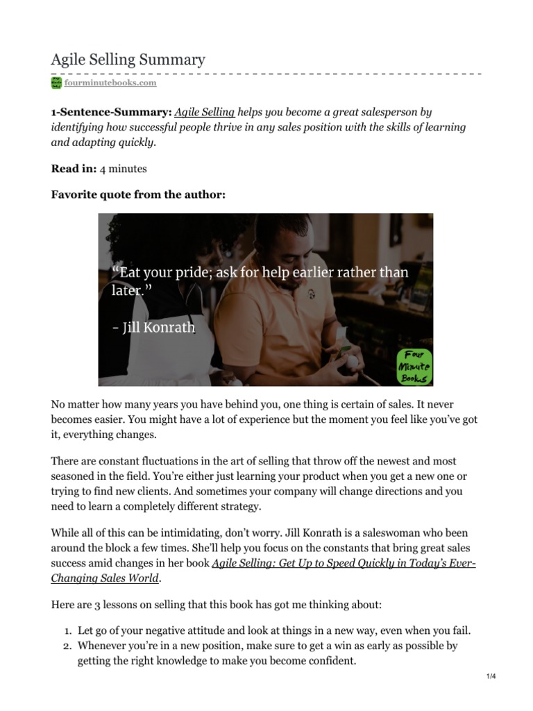 1-Sentence-Summary: Agile Selling Helps You Become A Great Salesperson ...
