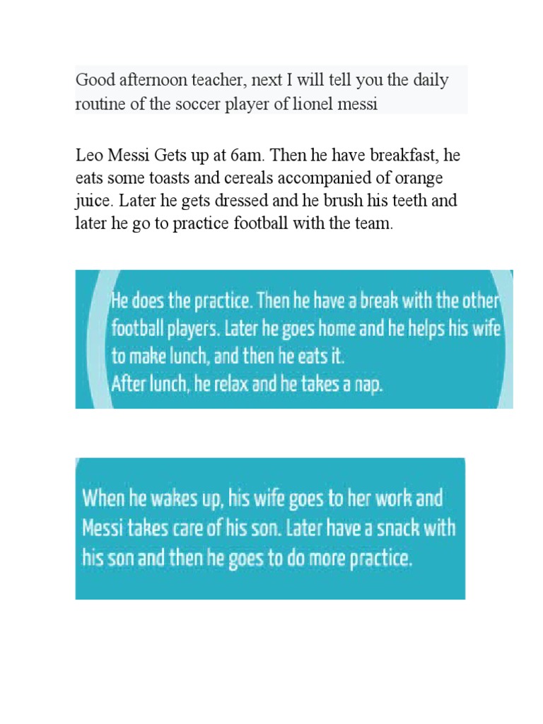 Lionel Messi's Daily Routine | PDF | Sports & Recreation