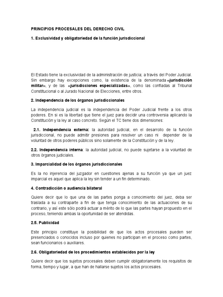 Principios Procesales Del Derecho Civil | PDF | Jurisdicción | Juez