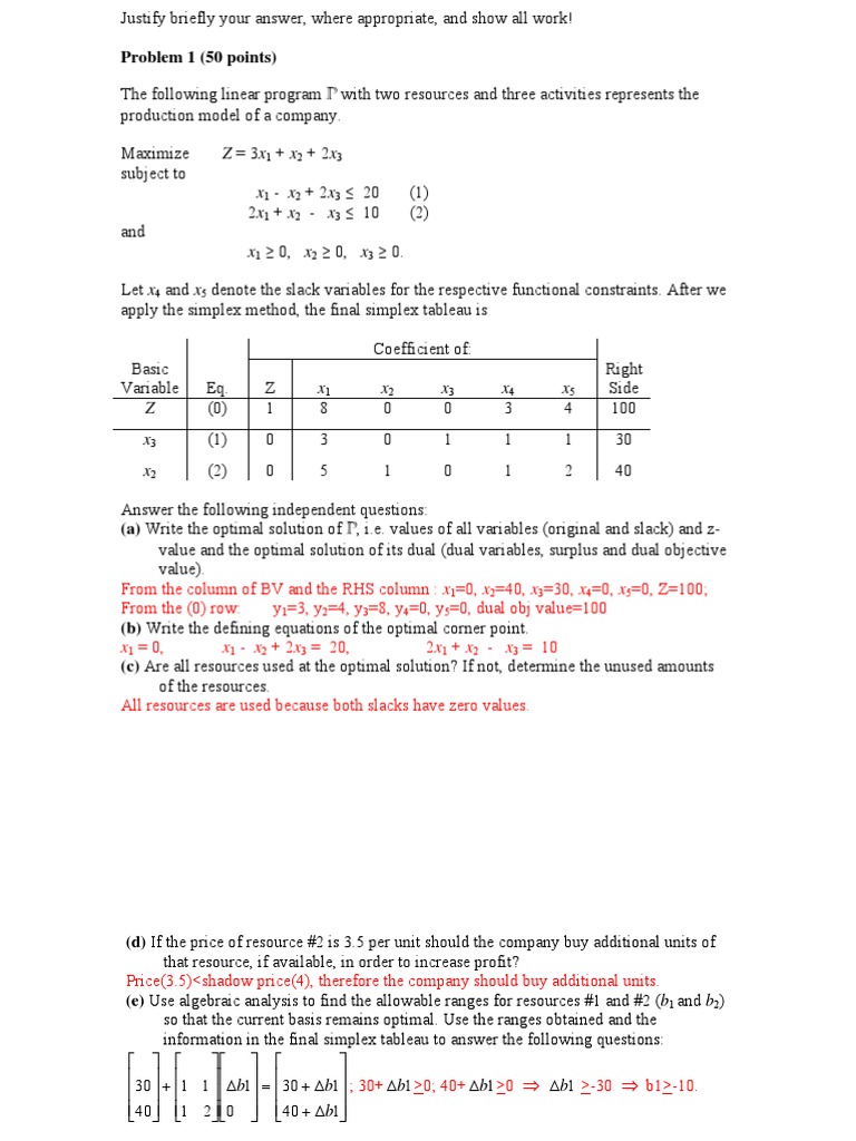 Practice Questions - 1 PDF | Download Free PDF | Linear Programming ...
