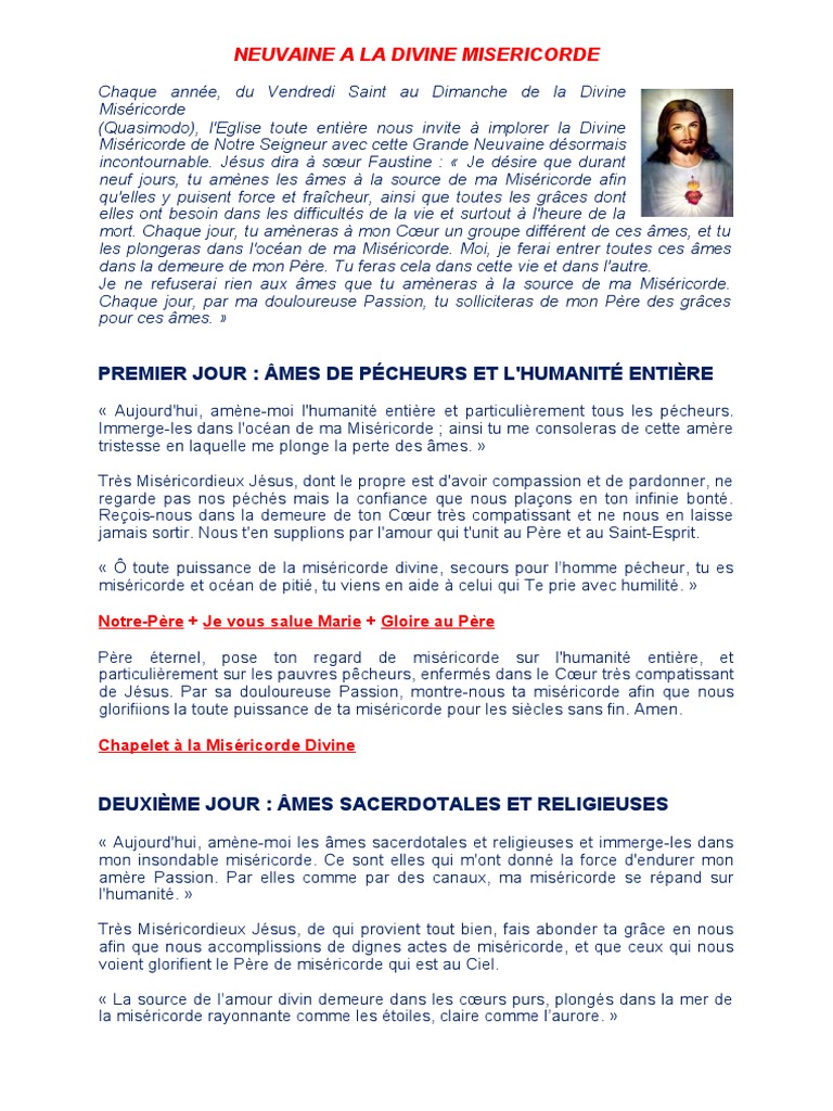 Neuvaine De La Miséricorde Divine 2021 Pdf Neuvaine A La Divine Misericorde | PDF | Purgatoire | Dieu