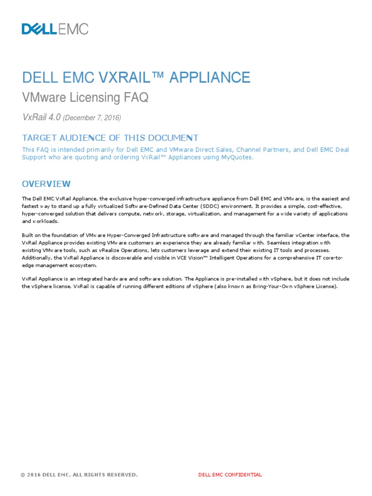 VxRail 4.0 VMware Licensing FAQ - (12-7) | PDF | V Mware | Desktop ...