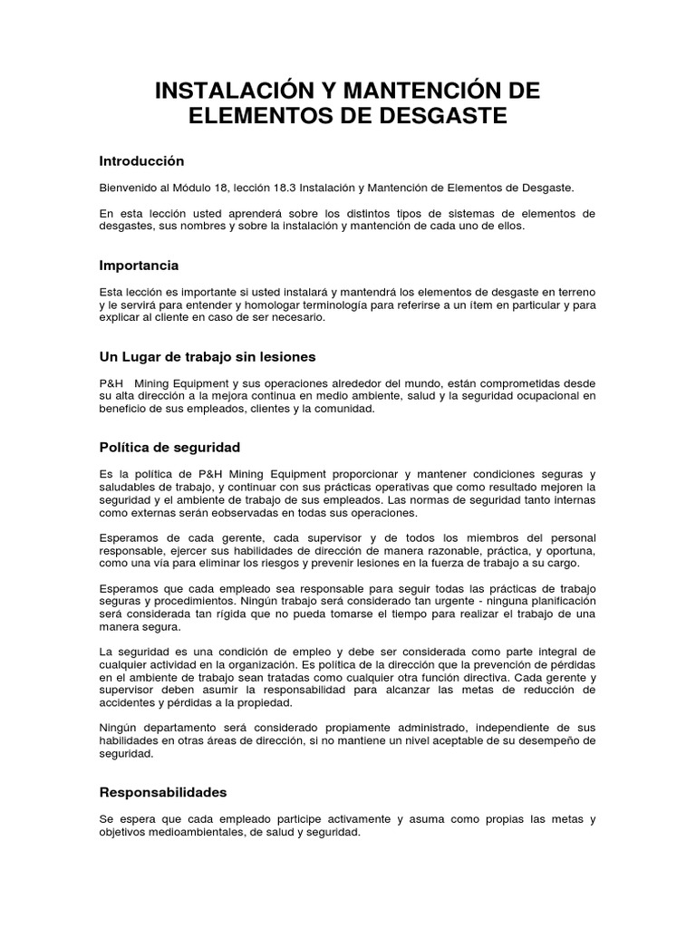 Instalación y Mantención de Elementos de Desgaste PDF | PDF | Business