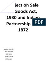 Project on Sale of Goods Act and Indian Partnership Act