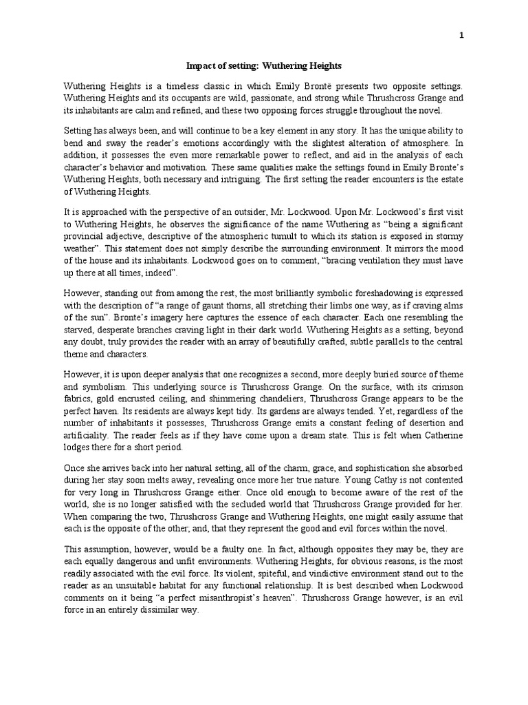 Impact of Setting Wuthering Heights PDF Wuthering Heights