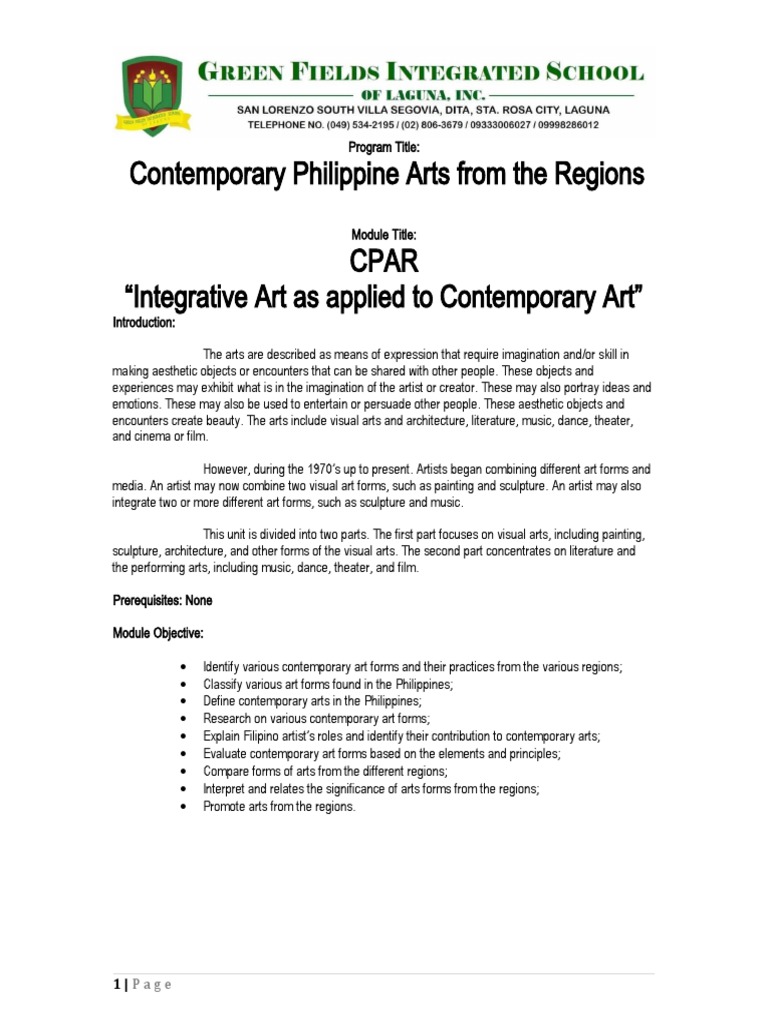 MODULE CPAR Whole 1st Quarter | PDF | Paintings | Color