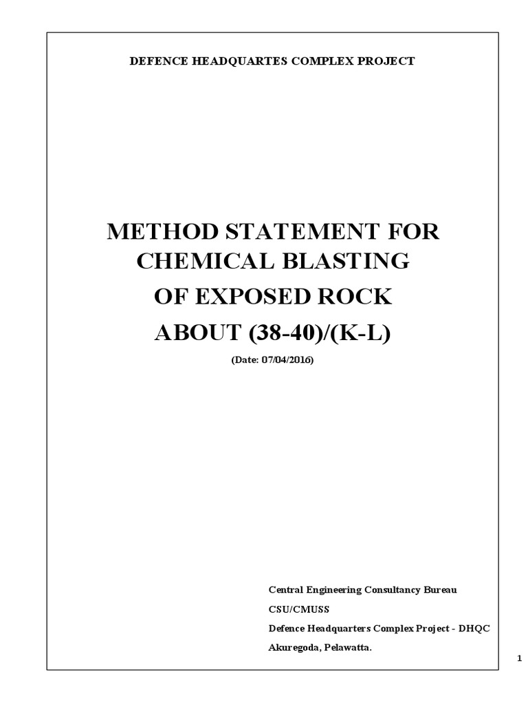 Method Statement For Chemical Blasting of Exposed Rock ABOUT (38-40 ...